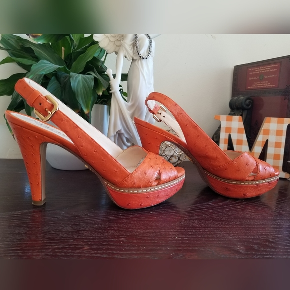 Prada ostrich  platform heels sz 37.5 - Picture 7 of 16